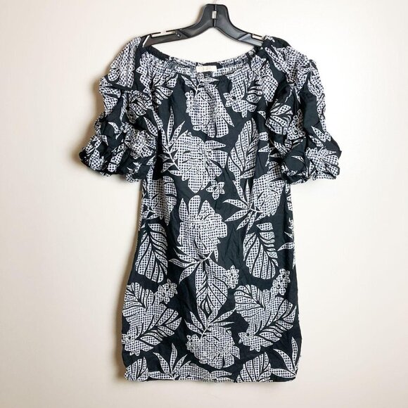 Prelude Plaid Tropical Puff Sleeve Dress - Picture 1 of 7